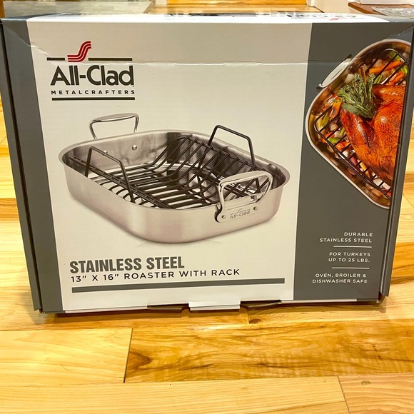allclad Kitchen New Allclad Large Stainless Steel Roaster With